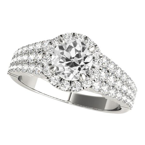 Damen Halo Ring rund alter Bergmann Diamant mehrreihig Pave Set 5 Karat - harrychadent.ch