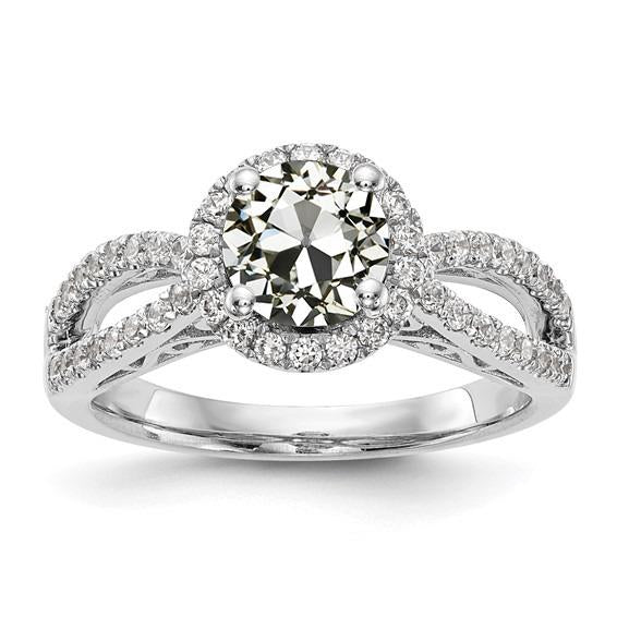 Damen Halo Ring Runder Altschliff Diamant Split Shank 3.50 Karat - harrychadent.ch