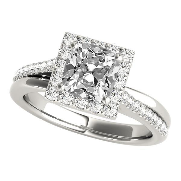 Damenhalo-Ring mit Akzenten Kissen alter Bergmann Diamant 7,50 Karat - harrychadent.ch