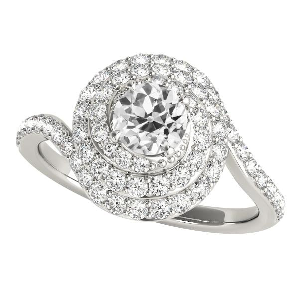 Damenring aus Gold im Altschliff mit Halo-Diamant im Twisted-Stil 4,75 Karat - harrychadent.ch