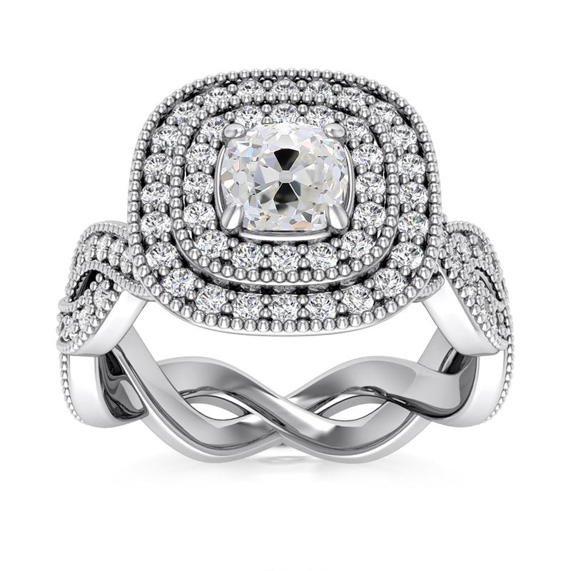 Doppelter Halo alter Bergmann Diamantring im antiken Stil 4,50 Karat Milgrain - harrychadent.ch