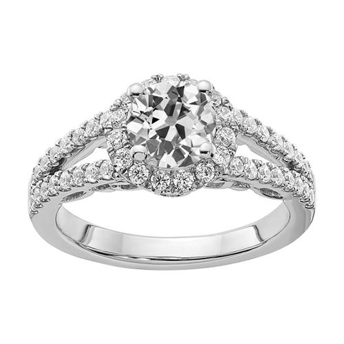 Goldener Halo Old Cut Diamant-Verlobungsring mit geteiltem Schaft 4,75 Karat - harrychadent.ch
