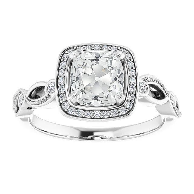 Halo Cushion alter Bergmann & Black Diamant Ring Perlenstil 7,50 Karat - harrychadent.ch