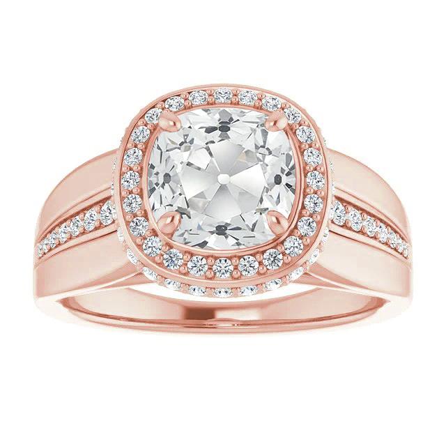 Halo Cushion alter Bergmann Diamantring mit Akzenten 8,25 Karat Roségold - harrychadent.ch