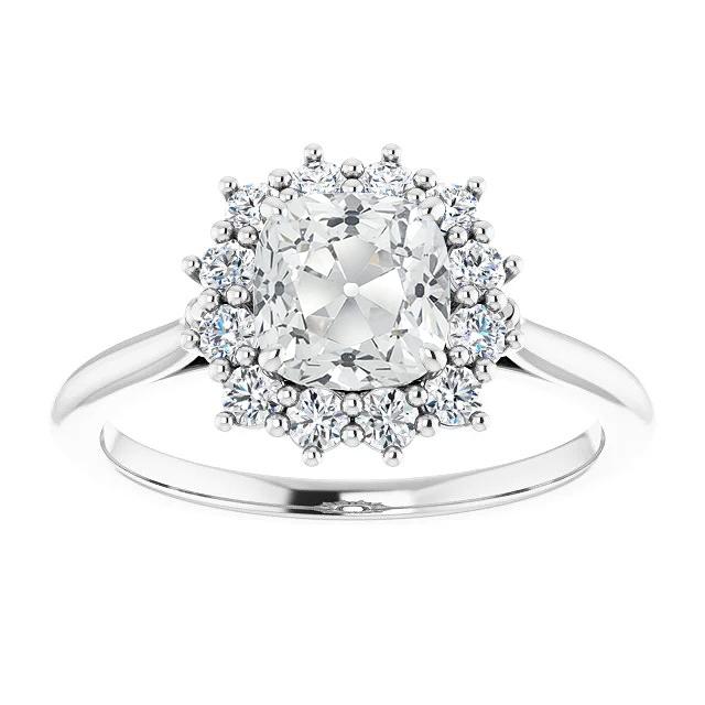 Halo Ehering Kissen Old Mine Cut Diamant Flower Style 7 Karat - harrychadent.ch