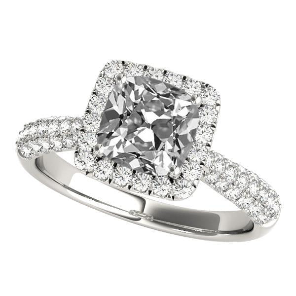 Halo Ehering Mehrreihige Akzente Kissen Altschliff Diamant 7 Karat - harrychadent.ch