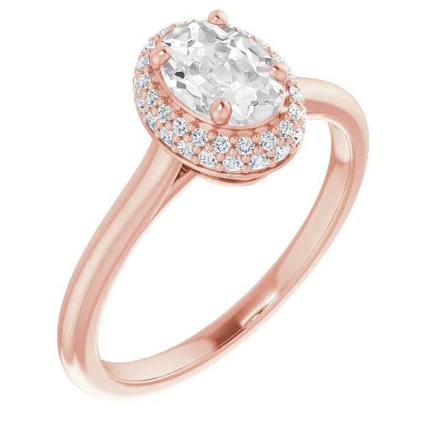 Halo Ehering Oval Old Mine Cut Diamant Gold 5 Karat - harrychadent.ch