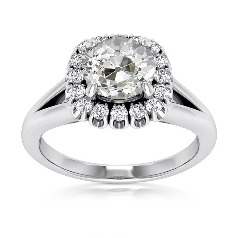 Halo Ehering Rund Alteuropäische Diamanten 4,75 Karat Split Shank - harrychadent.ch
