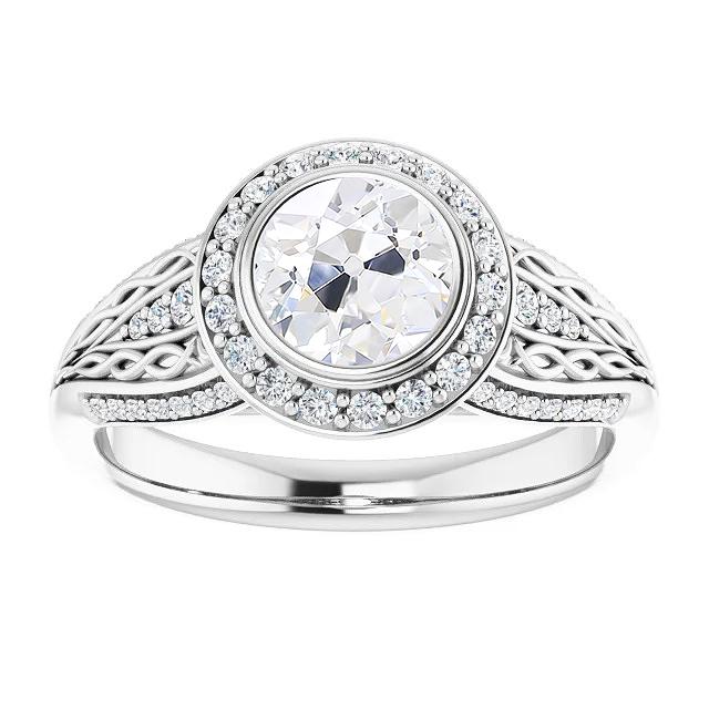Halo Old Cut Diamant Ring Lünette Set Infinity Style 4 Karat Schmuck - harrychadent.ch