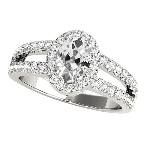 Halo Oval Old Mine Cut Diamantring Split Shank Schmuck 5,25 Karat - harrychadent.ch