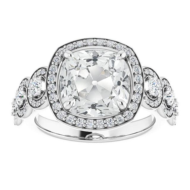 Halo Ring mit Akzenten Kissen alter Bergmann Diamant 11,75 Karat Gold - harrychadent.ch