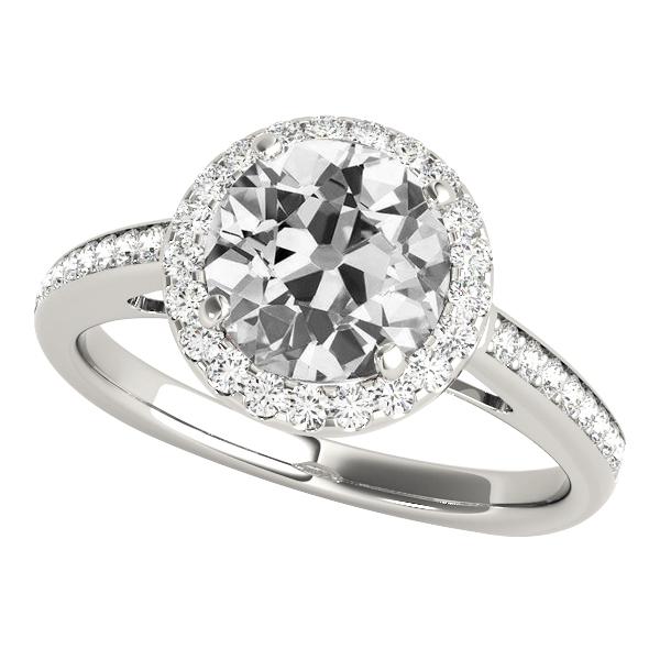Halo Ring mit Akzenten Old Cut Runden Diamants 6 Karat Damenschmuck - harrychadent.ch