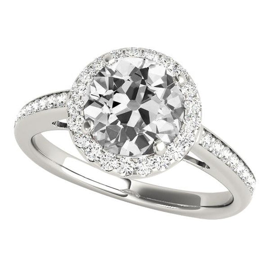 Halo Ring mit Akzenten Old Cut Runden Diamants 6 Karat Damenschmuck - harrychadent.ch