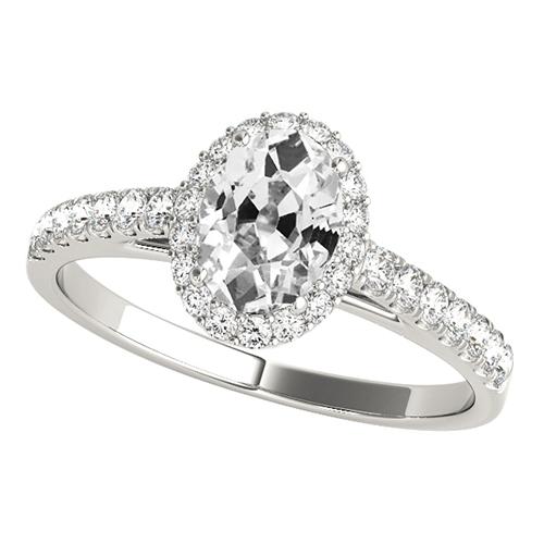 Halo Ring mit Akzenten Oval alter Bergmann Diamant 5 Karat Schmuck - harrychadent.ch