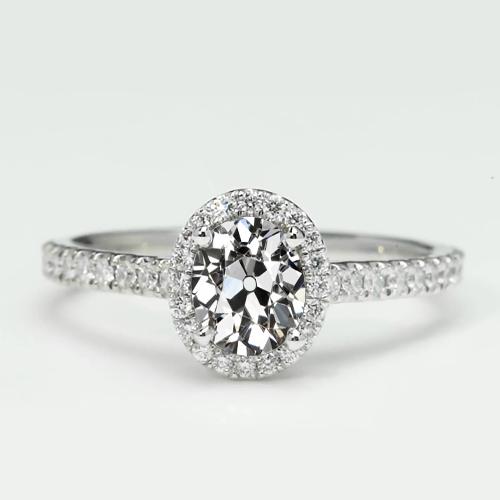 Halo-Ring mit Akzenten runder & ovaler Diamant im alten Minenschliff 3,50 Karat - harrychadent.ch