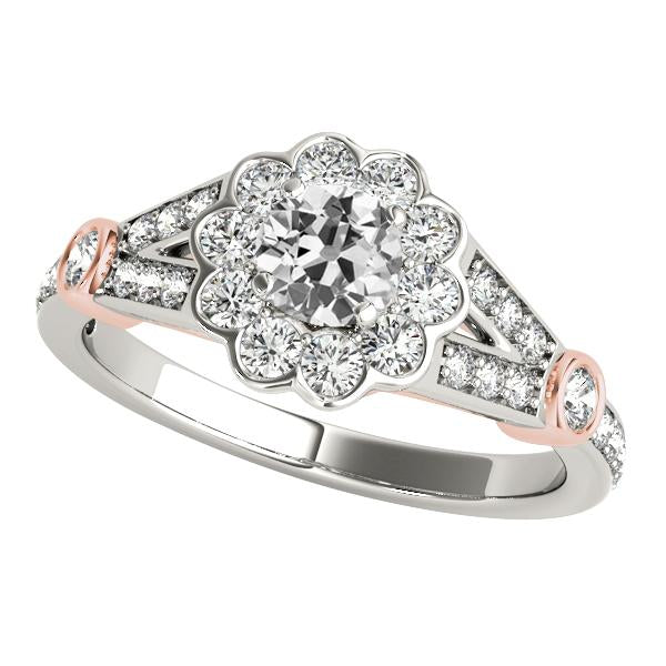 Halo Ring Runder Altschliff Diamant Split Flower Style 4,25 Karat - harrychadent.ch