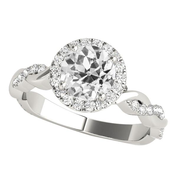 Halo Ring Runder Diamanten im alten Minenschliff Twisted Style 4,25 Karat - harrychadent.ch