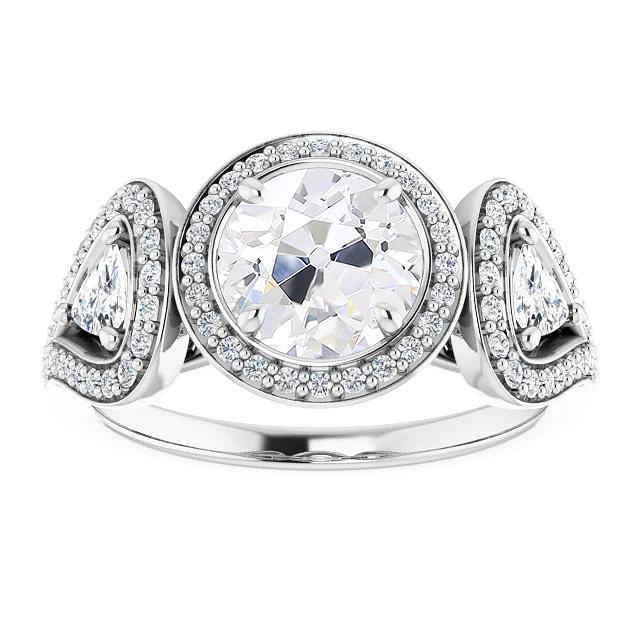 Halo Ring Trillion & Runde alter Bergmann Diamanten Krappenset 7,75 Karat - harrychadent.ch