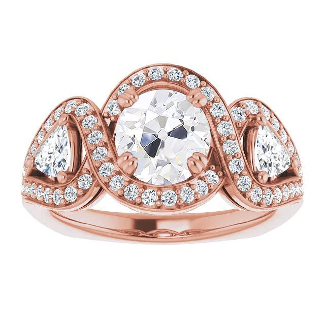 Halo Ring Trillion & Runde Altschliffdiamanten Twisted Style 8 Karat - harrychadent.ch