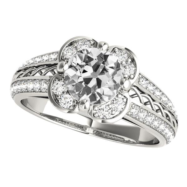 Halo Runden alter Bergmann Diamant Ehering Twisted Split Shank 5 Karat - harrychadent.ch