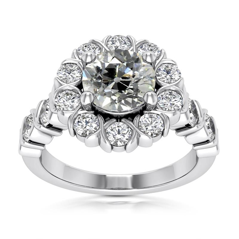 Halo Runden alter Bergmann Diamantring 5,25 Karat Blumenstil Schmuck - harrychadent.ch