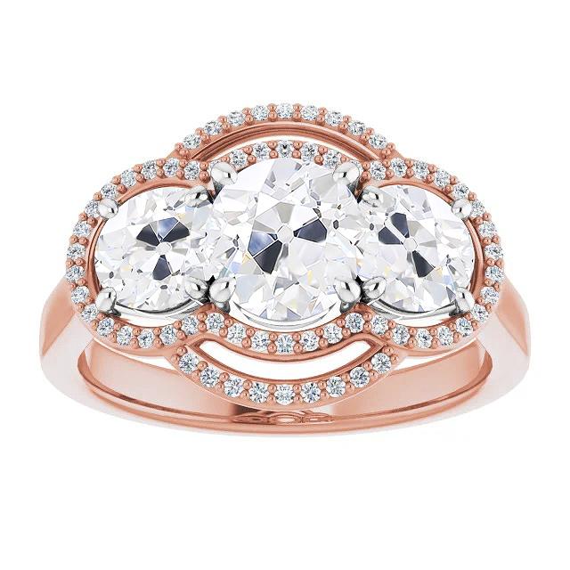 Halo Runden alter Bergmann Diamantring Krappenset 8,50 Karat zweifarbig - harrychadent.ch