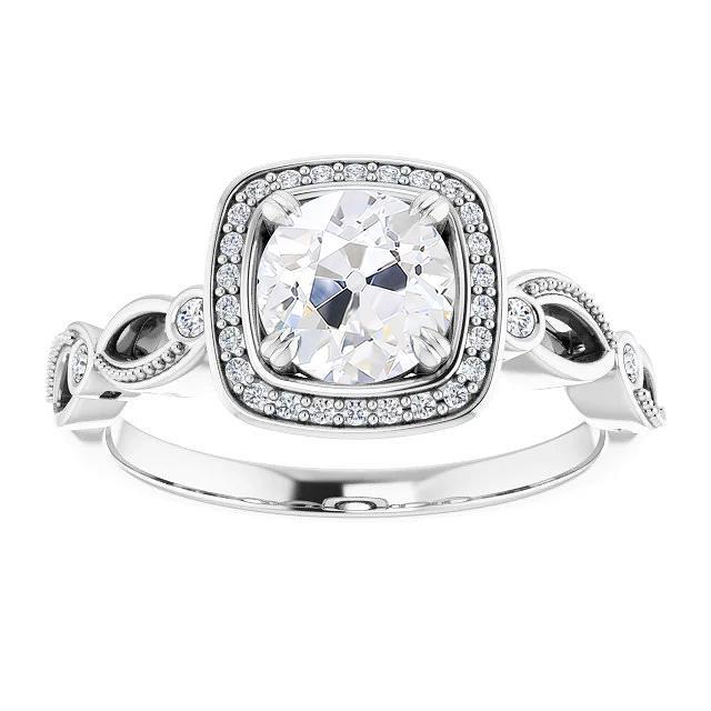 Halo Runden Old Cut & Black Diamant Damenring 4,25 Karat Krappenset - harrychadent.ch