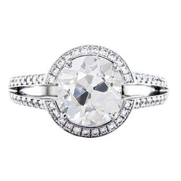 Halo Runden Old Mine Cut Diamantring Krappenset Gold 3,50 Karat - harrychadent.ch
