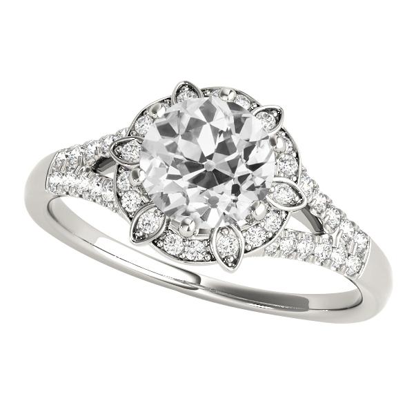 Halo Runden Ring alter Bergmann Diamants Split Shank 14K Gold 4,25 Karat - harrychadent.ch