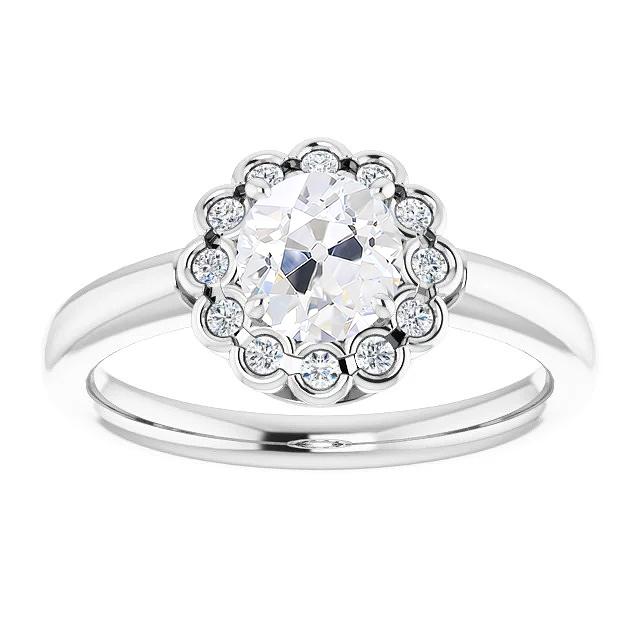 Halo Runder alter Bergmann Diamantring halbe Lünette Set 4 Karat Blumenstil - harrychadent.ch
