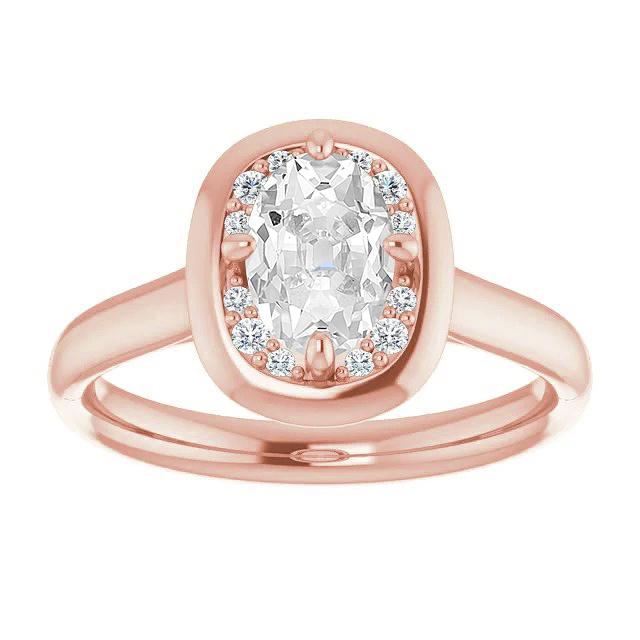 Halo Runder & Ovaler Altschliff Diamantring Roségold Krappenset 4,25 Karat - harrychadent.ch
