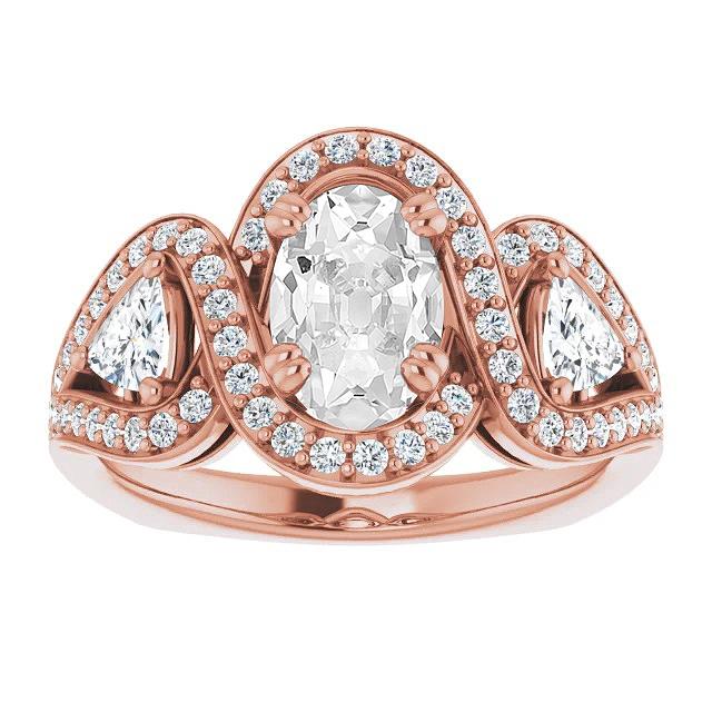 Halo Trillion & Oval alter Bergmann Diamantring Krappenset 9,75 Karat - harrychadent.ch