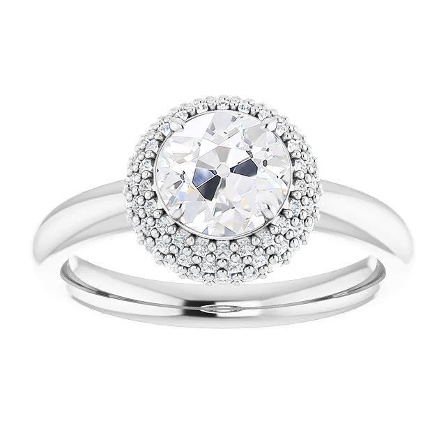Halo Verlobungsring Altschliff Diamant Krappenfassung 5 Karat 14K Gold - harrychadent.ch