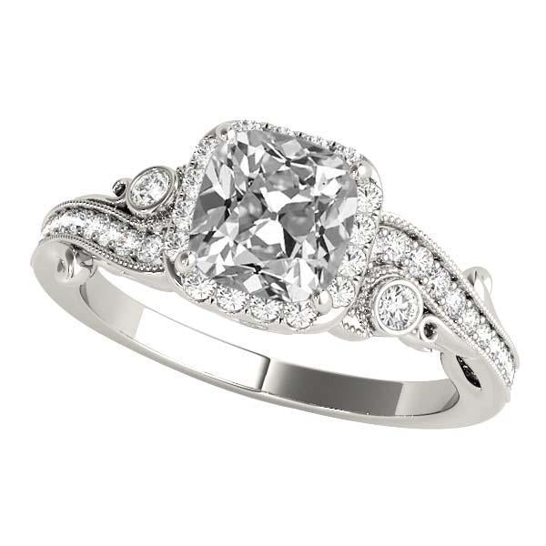 Halo Verlobungsring Kissen alter Bergmann Diamant 8 Karat Milgrain Shank - harrychadent.ch