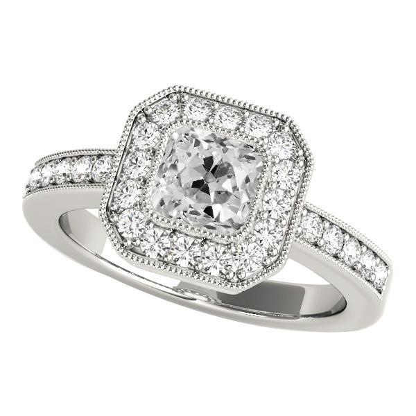 Kissen Altschliff Diamant Halo Ring mit Akzenten 5,75 Karat Lünette Set - harrychadent.ch
