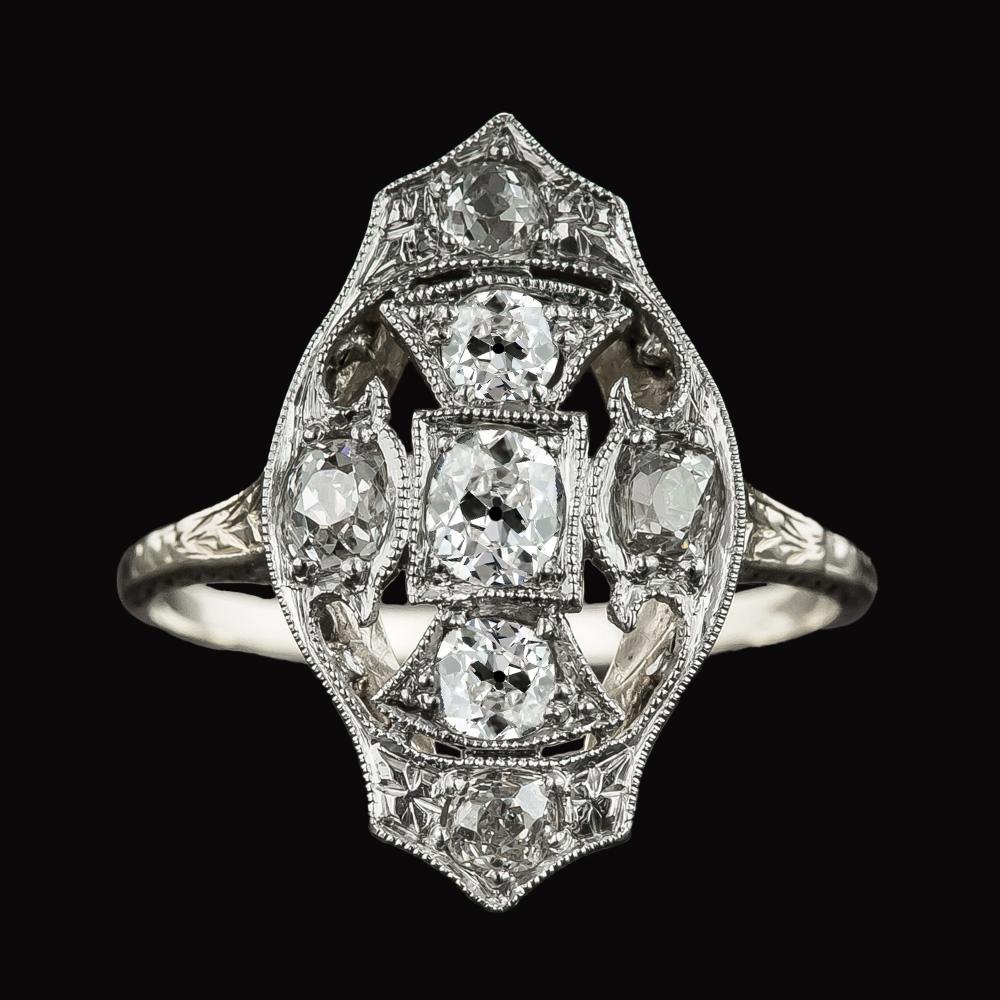 Ovaler alter Minenschliff Diamant Fancy Ring Schmuck 4 Karat Gold 14K - harrychadent.ch