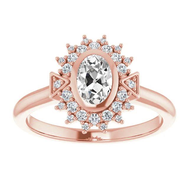 Ovaler Doppelhalo-Ring-Lünetten-Set Old Mine Cut Diamanten 3,75 Karat - harrychadent.ch