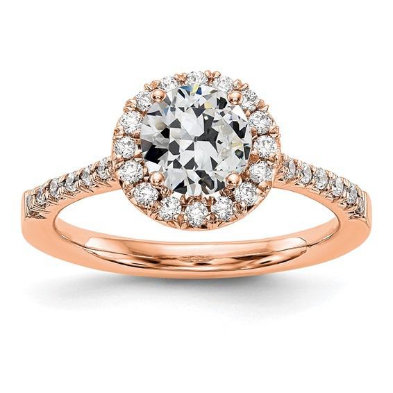 Rose Gold Halo Runden alter Bergmann Diamantring mit Akzenten 3 Karat - harrychadent.ch