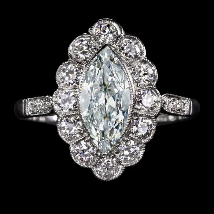 Runden & Marquise alter Bergmann Diamantring im Blumenstil 7,50 Karat - harrychadent.ch