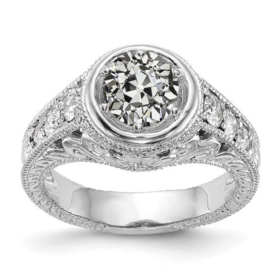 Runder alter Bergmann Diamantring Milgrain Antique Style 2,75 Karat Gold - harrychadent.ch