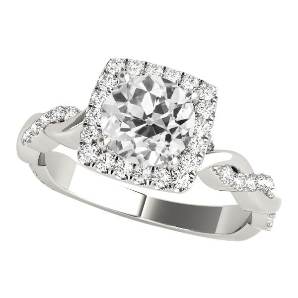 Runder alter Bergmann Halo Diamantring Twisted Style Schmuck 4,25 Karat - harrychadent.ch
