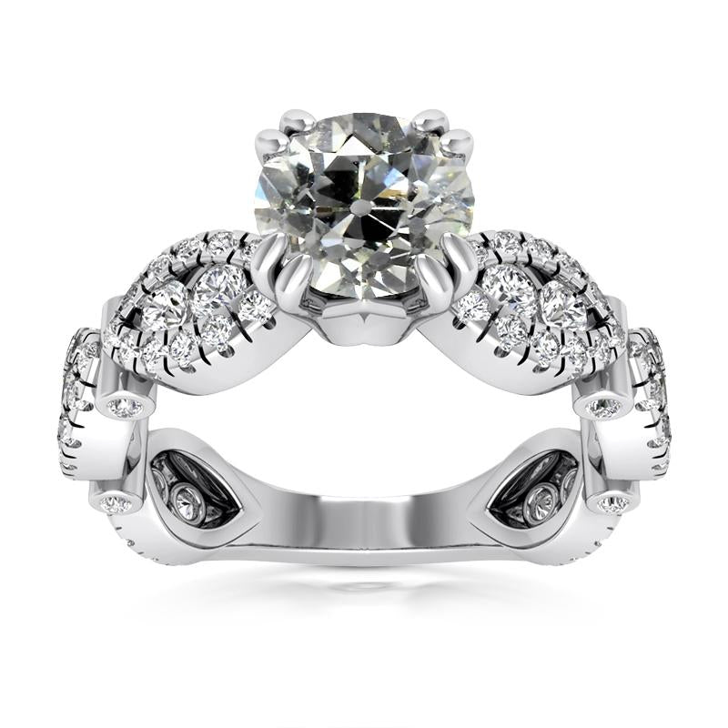 Runder Altschliff-Diamantring im Vintage-Stil, Doppelstift-Set 7,25 Karat - harrychadent.ch