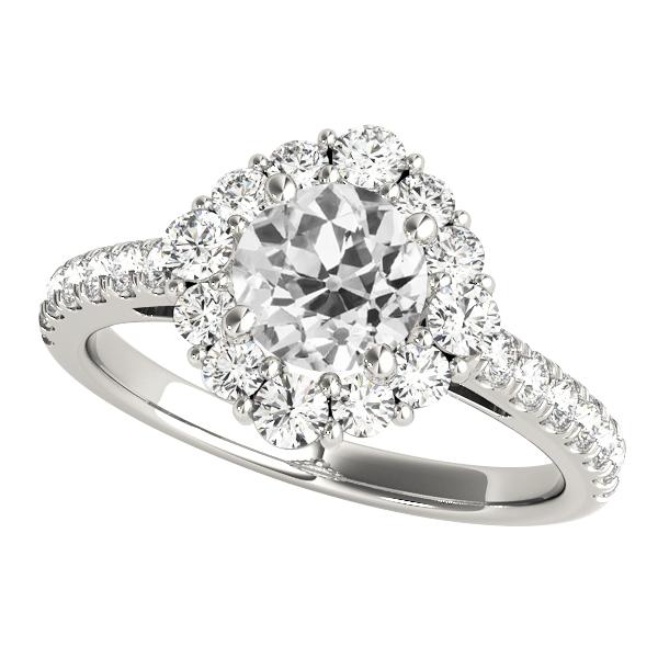 Runder Diamant Halo Ring Alteuropäischer 4,50 Karat Weißgold 14K - harrychadent.ch
