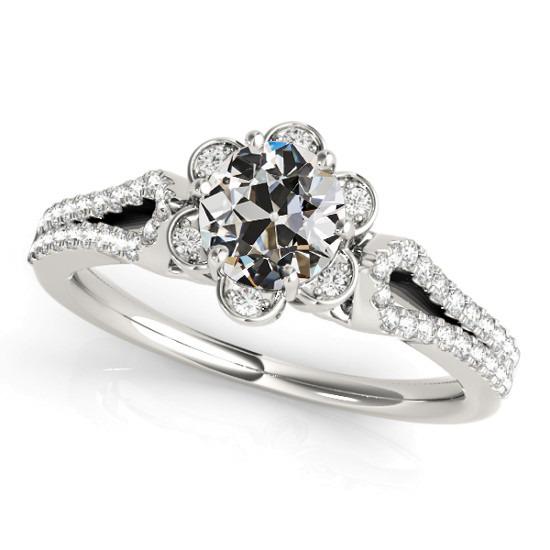 Runder Halo alter Bergmann Diamantring Flower Style Split Shank 4,50 Karat - harrychadent.ch