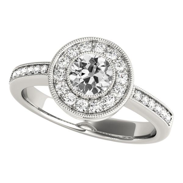Runder Halo Altschliff Diamantring Lünette 3,50 Karat Milgrain Shank - harrychadent.ch