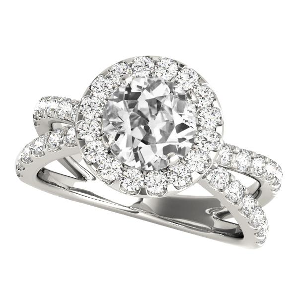 Runder Halo Old Mine Cut Diamant Ehering Split Shank 5,50 Karat - harrychadent.ch
