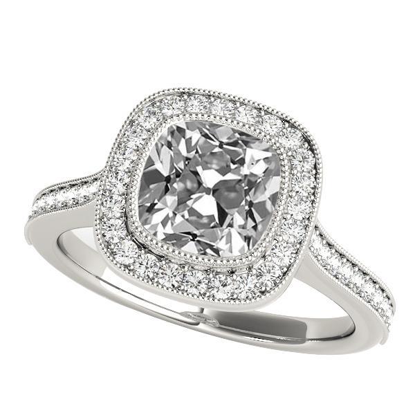 Runder & Kissen Altschliff Diamant Halo Ring mit Akzenten 6 Karat - harrychadent.ch