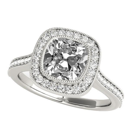 Runder & Kissen Altschliff Diamant Halo Ring mit Akzenten 6 Karat - harrychadent.ch