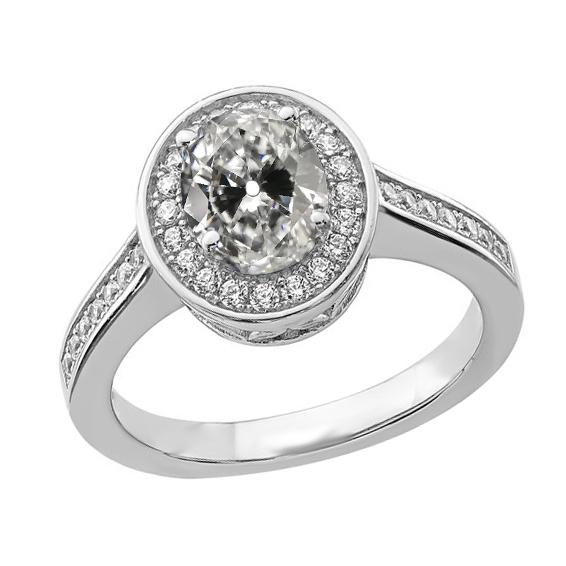 Runder & Ovaler Halo-Ring im alten Minenschliff mit Akzenten Schmuck 3,50 Karat Gold - harrychadent.ch
