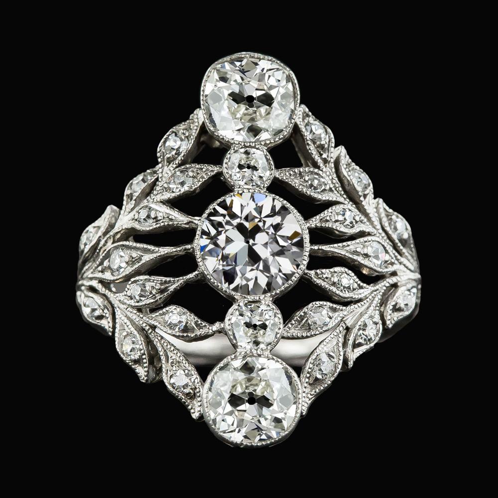 Vintage Stil Ehering Alter Minenschliff Diamant Blatt Stil 3 Karat - harrychadent.ch